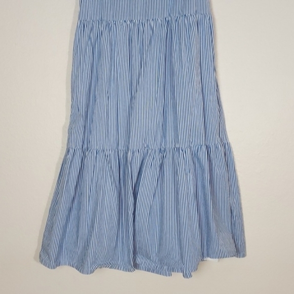 J. CREW Tiered Midi Ruffle Dress Blue White Stripe Size 2 - Picture 7 of 14